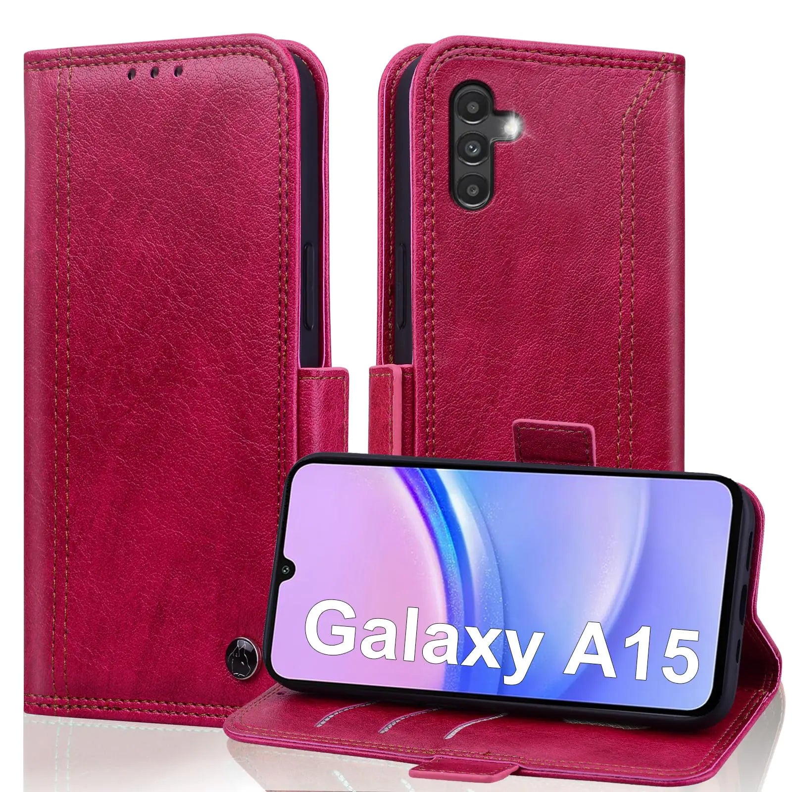 Wallet Case for Samsung Galaxy A15 5G with RFID Blocking Credit Card Holder, PU Leather Folio Flip Kickstand Protective Shockproof Cover Women Men for Galaxy A15 5G Phone Case - Black