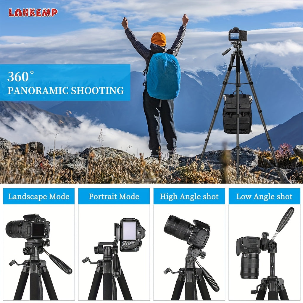 [LANKEMP Heavy-duty Tripod] LANKEMP 74-inch Heavy-duty Aluminum Tripod with Dual Quick Release Plate, Phone Clip, Carrying Bag for DSLR Cameras, Cell Phones, Projectors, Scopes, Webcams