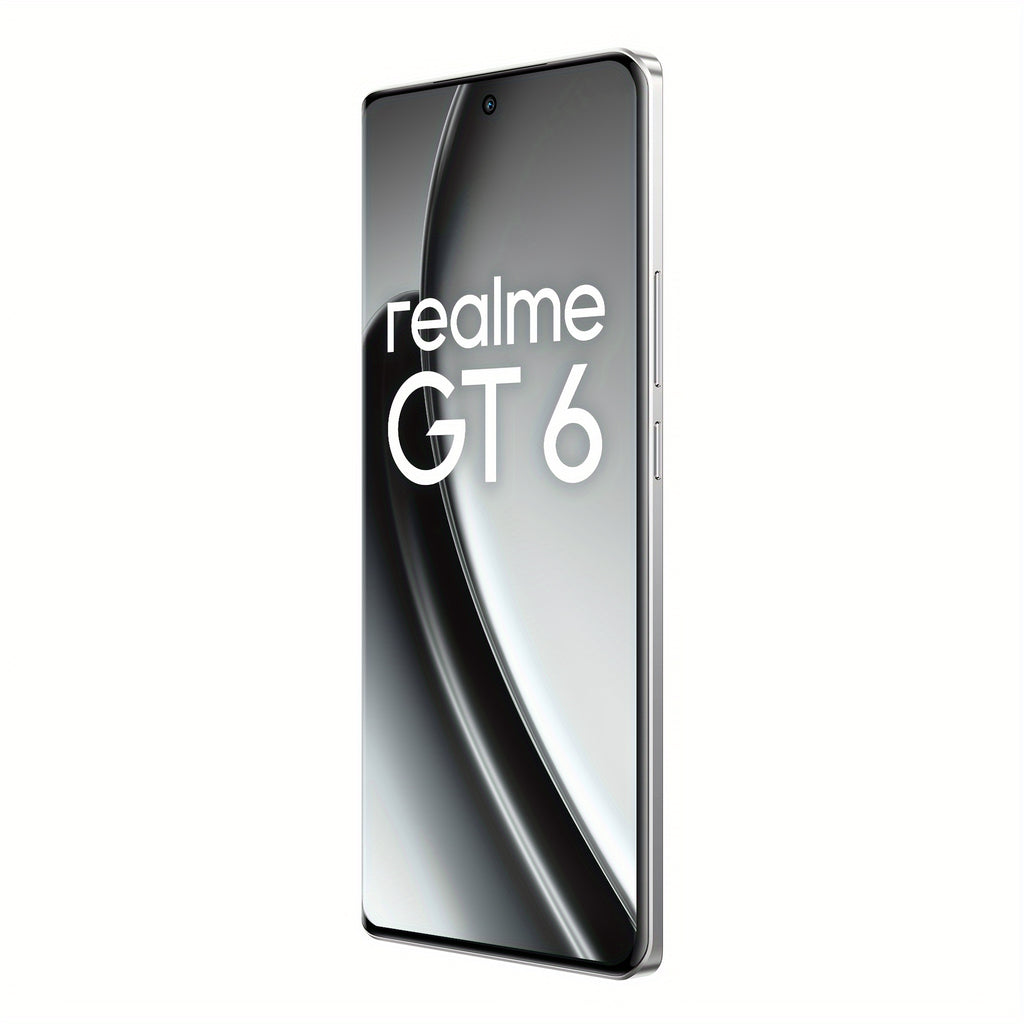 Realme GT 6 Unlocked Cellphone 16GB+512GB Global Version, 5G LTE, Andriod 14 Smartphone, Snapdragon 8s Gen 3 Processor Mobile Phone, 5500mAh Battery 1.5K Resolution Celulares With Latest AI Features, Fluid Silver