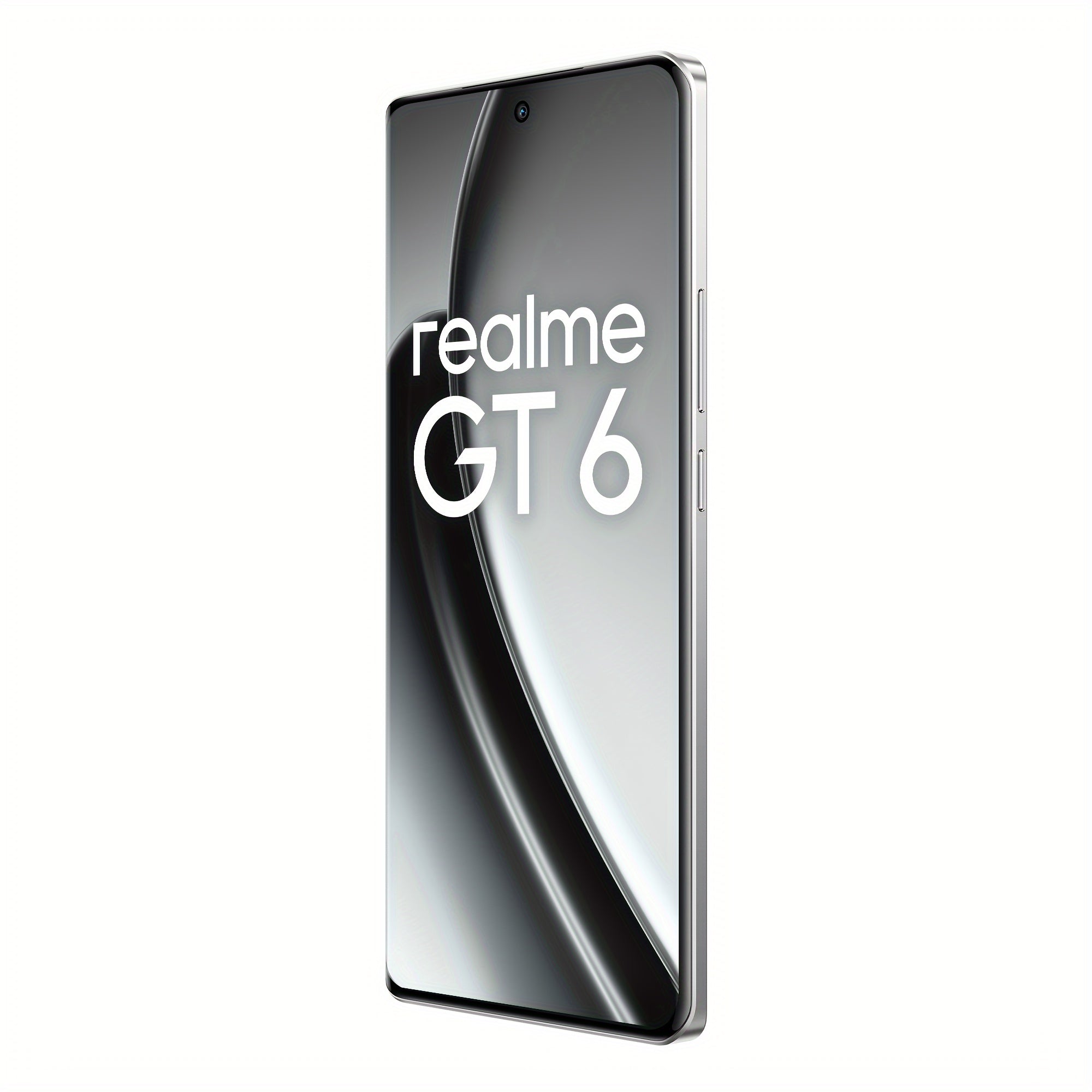 Realme GT 6 Unlocked Cellphone 16GB+512GB Global Version, 5G LTE, Andriod 14 Smartphone, Snapdragon 8s Gen 3 Processor Mobile Phone, 5500mAh Battery 1.5K Resolution Celulares With Latest AI Features, Fluid Silver