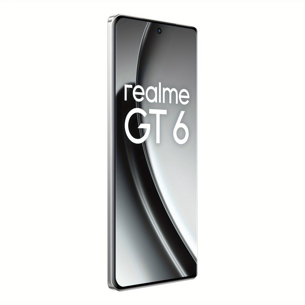 Realme GT 6 Unlocked Cellphone 16GB+512GB Global Version, 5G LTE, Andriod 14 Smartphone, Snapdragon 8s Gen 3 Processor Mobile Phone, 5500mAh Battery 1.5K Resolution Celulares With Latest AI Features, Fluid Silver