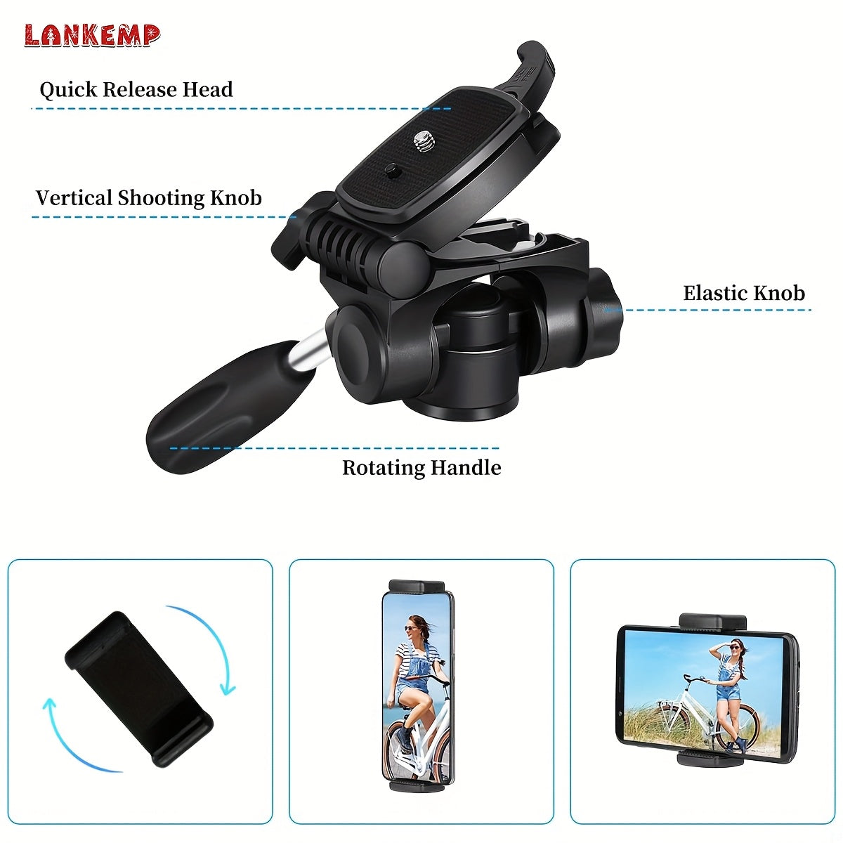 [LANKEMP Heavy-duty Tripod] LANKEMP 74-inch Heavy-duty Aluminum Tripod with Dual Quick Release Plate, Phone Clip, Carrying Bag for DSLR Cameras, Cell Phones, Projectors, Scopes, Webcams