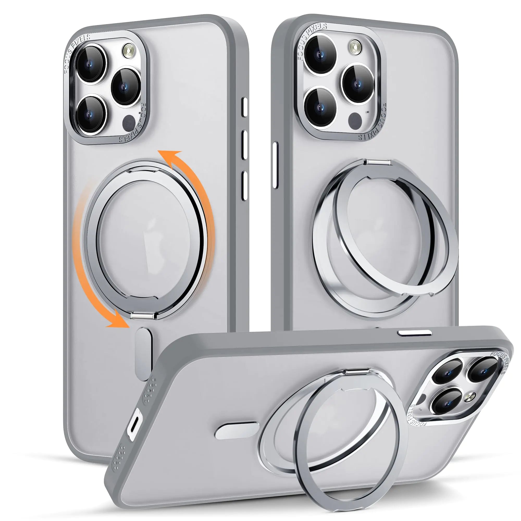 for iPhone 11 Phone Case with 360° Rotatable Magnetic Ring Stand [Compatible with Mag-Safe] [Military-Grade Protection] Translucent Back iPhone 11 Case 6.1" for Women Men, Grey