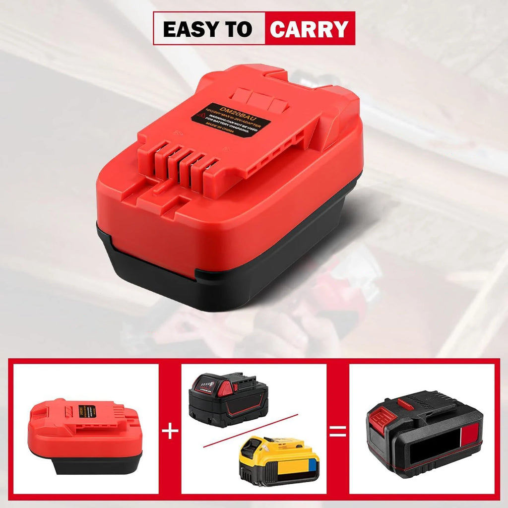 Battery Adapter DM20BAU for DeWalt & Milwaukee 18V Batteries | Compatible with Bauer 20V Power Tools