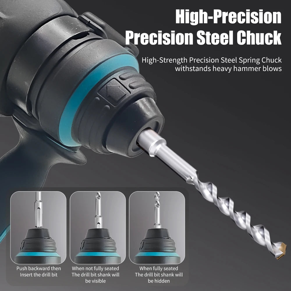 Brushless Cordless Electric Hammer Drill | 18V Lithium Battery Power Tool Compatible with Makita Battery