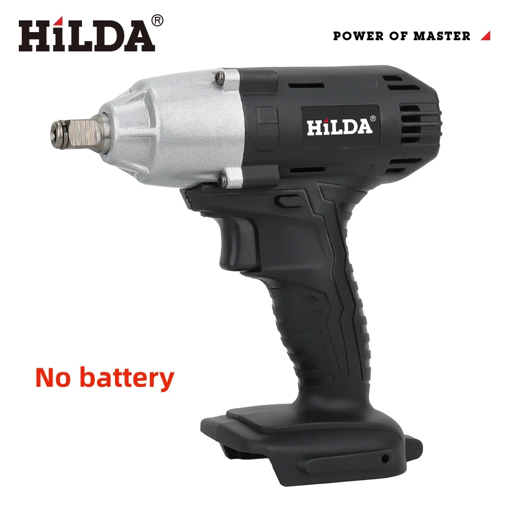 HILDA 18V Brushless/Brushed Electric Impact Wrench | Rechargeable 1/2" Cordless Socket Wrench for Makita Battery