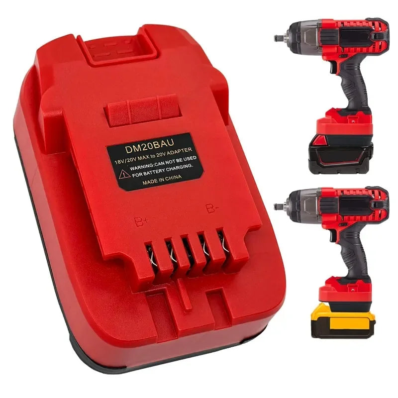 Battery Adapter DM20BAU for DeWalt & Milwaukee 18V Batteries | Compatible with Bauer 20V Power Tools