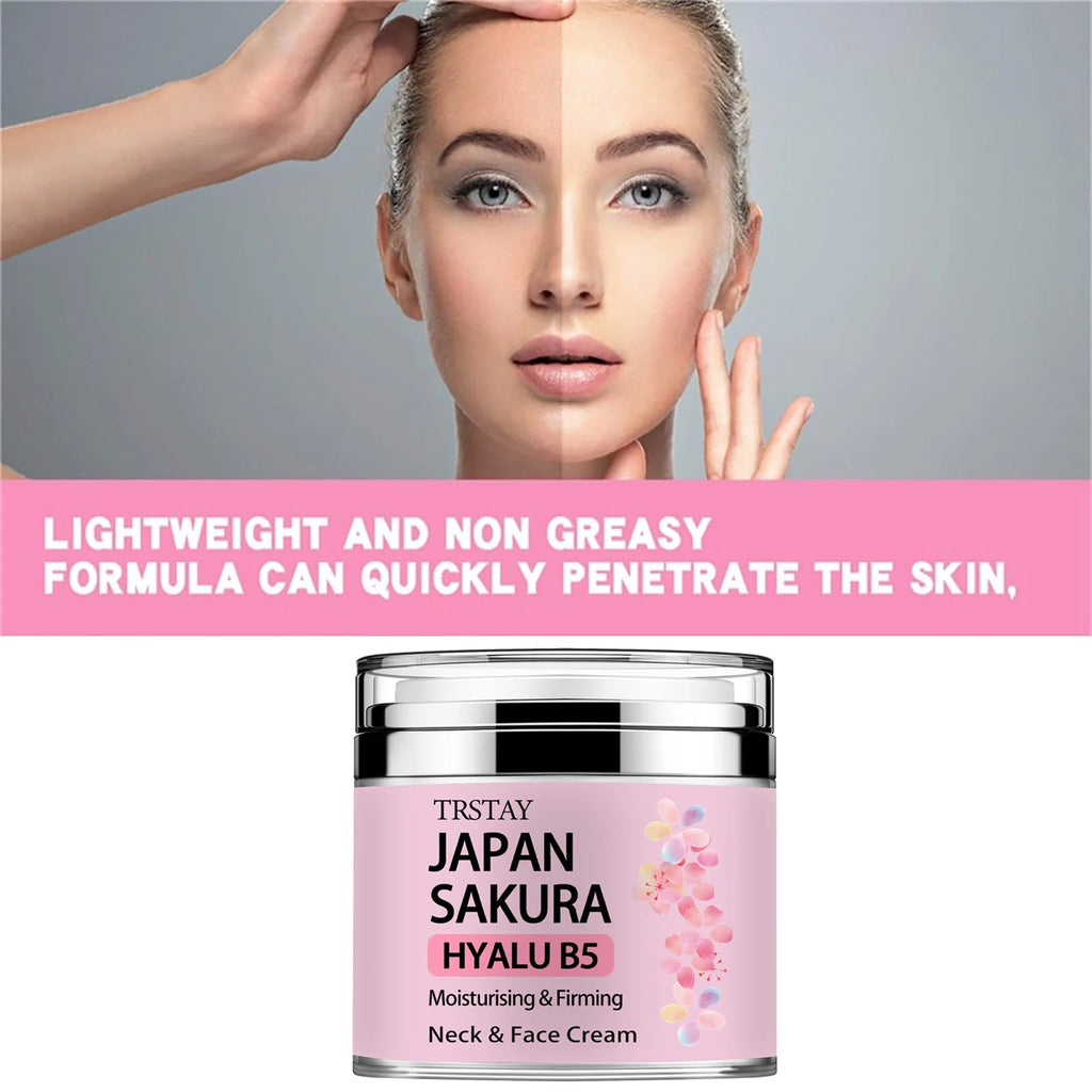 Japan Sakura Essence Cream | Sakura Tone Up Cream with Hyaluronic Acid | Anti-Aging & Brightening Moisturizer