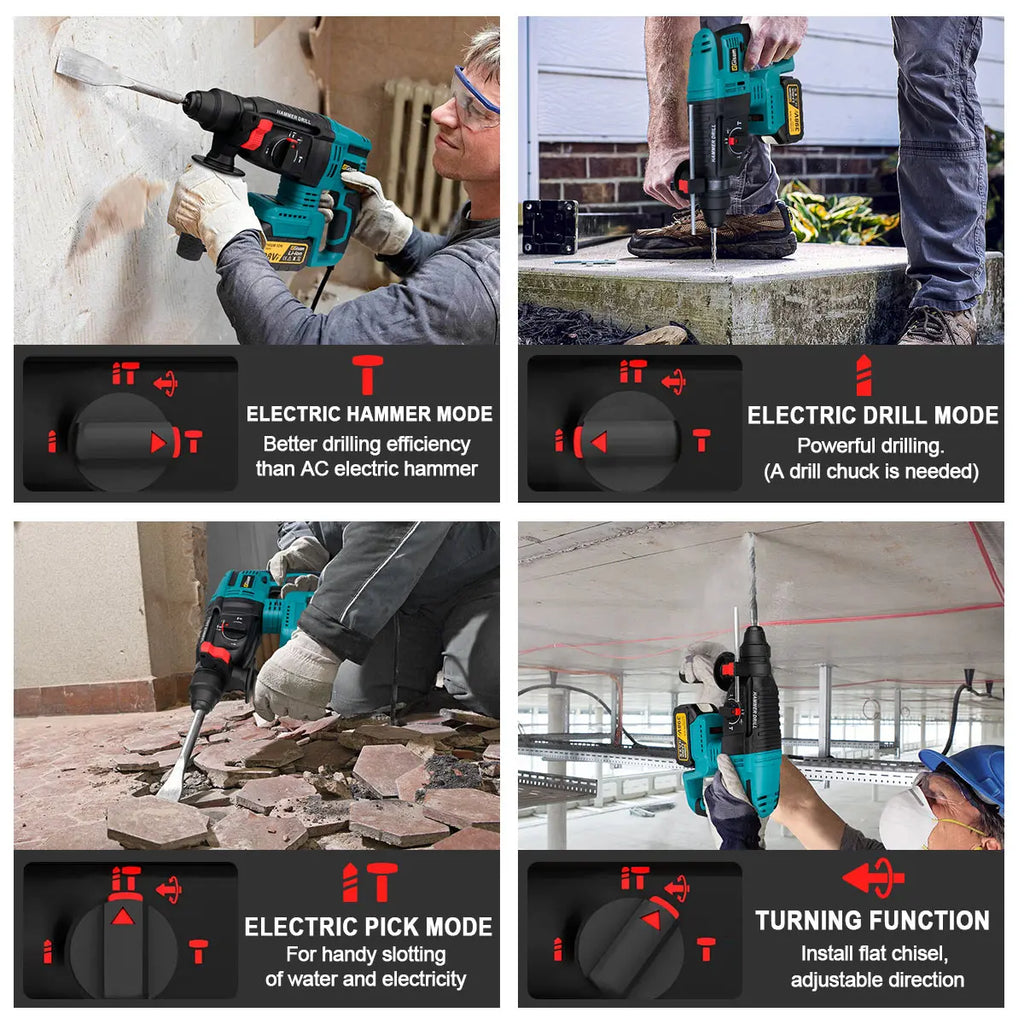 Gisam Brushless Power Tools Set | Electric Impact Wrench, Drill, Angle Grinder & Hammer | For Makita 18V Battery