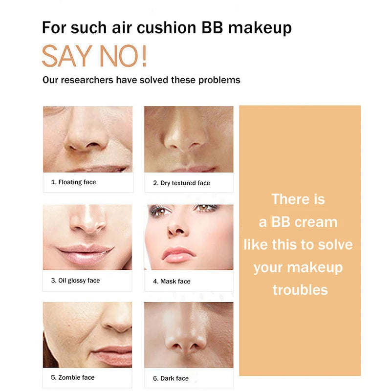 Air Cushion BB Cream Foundation | Moisturizing Concealer & Whitening Oil-Control | Waterproof Butterfly Puff