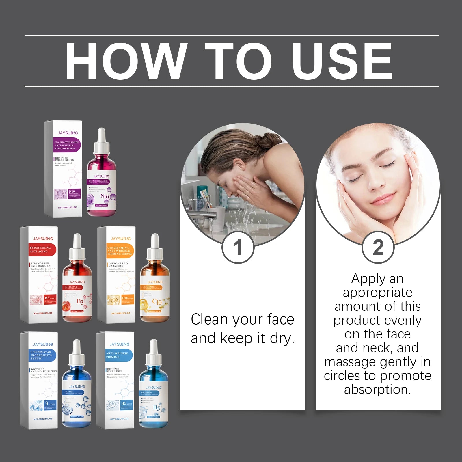 Facial Skin Care Serum Gift Set | Moisturizing Nourish & Fade Fine Lines | Anti-Wrinkle Brighten Face Essence Kit