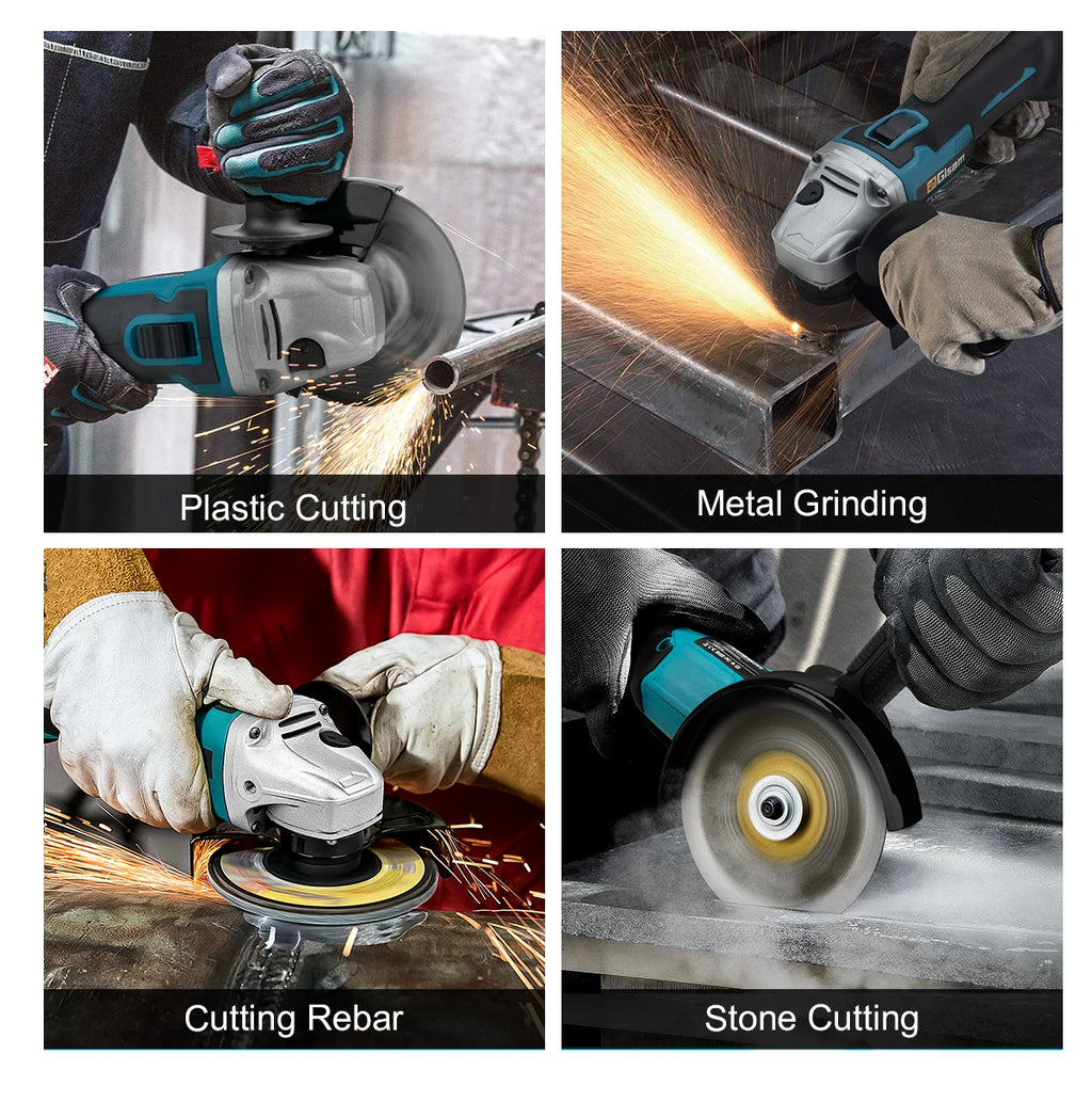 Gisam Brushless Power Tools Set | Electric Impact Wrench, Drill, Angle Grinder & Hammer | For Makita 18V Battery