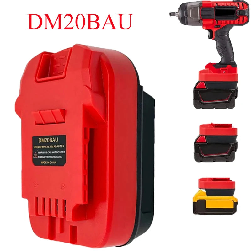 Battery Adapter DM20BAU for DeWalt & Milwaukee 18V Batteries | Compatible with Bauer 20V Power Tools