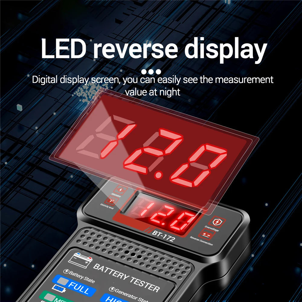 BT-171 LED Digital Car Battery Tester | 12V Auto Battery Analyzer Diagnostic Tool | Charging Cranking System Checker