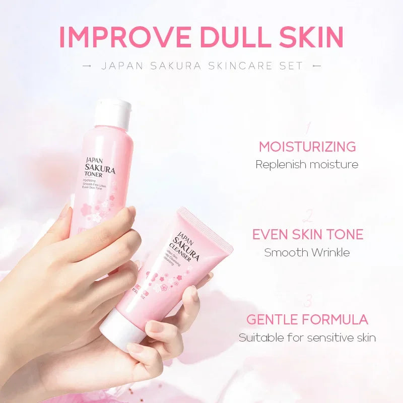 LAIKOU Sakura Skin Care 5-Piece Gift Set | Moisturizing & Fine Line Reduction | Korean Skincare
