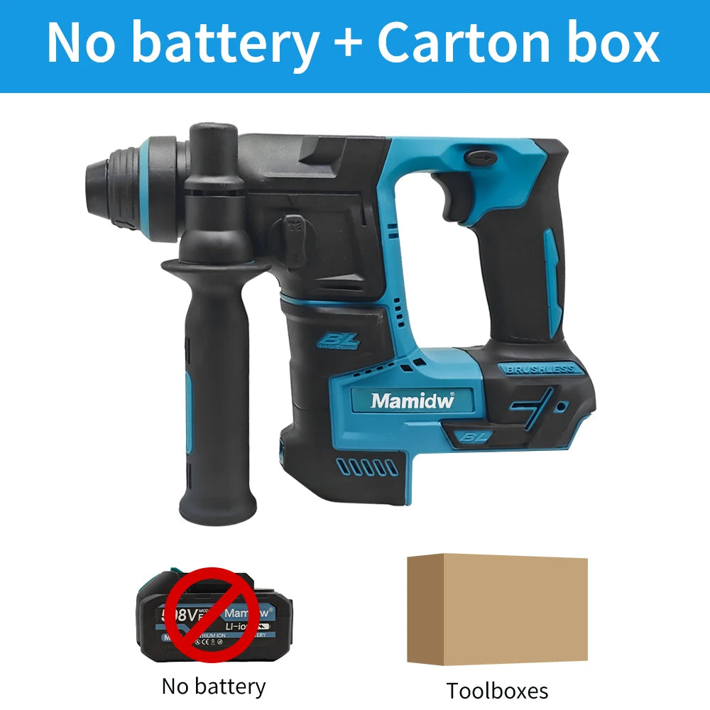 Brushless Cordless Electric Hammer Drill | 18V Lithium Battery Power Tool Compatible with Makita Battery