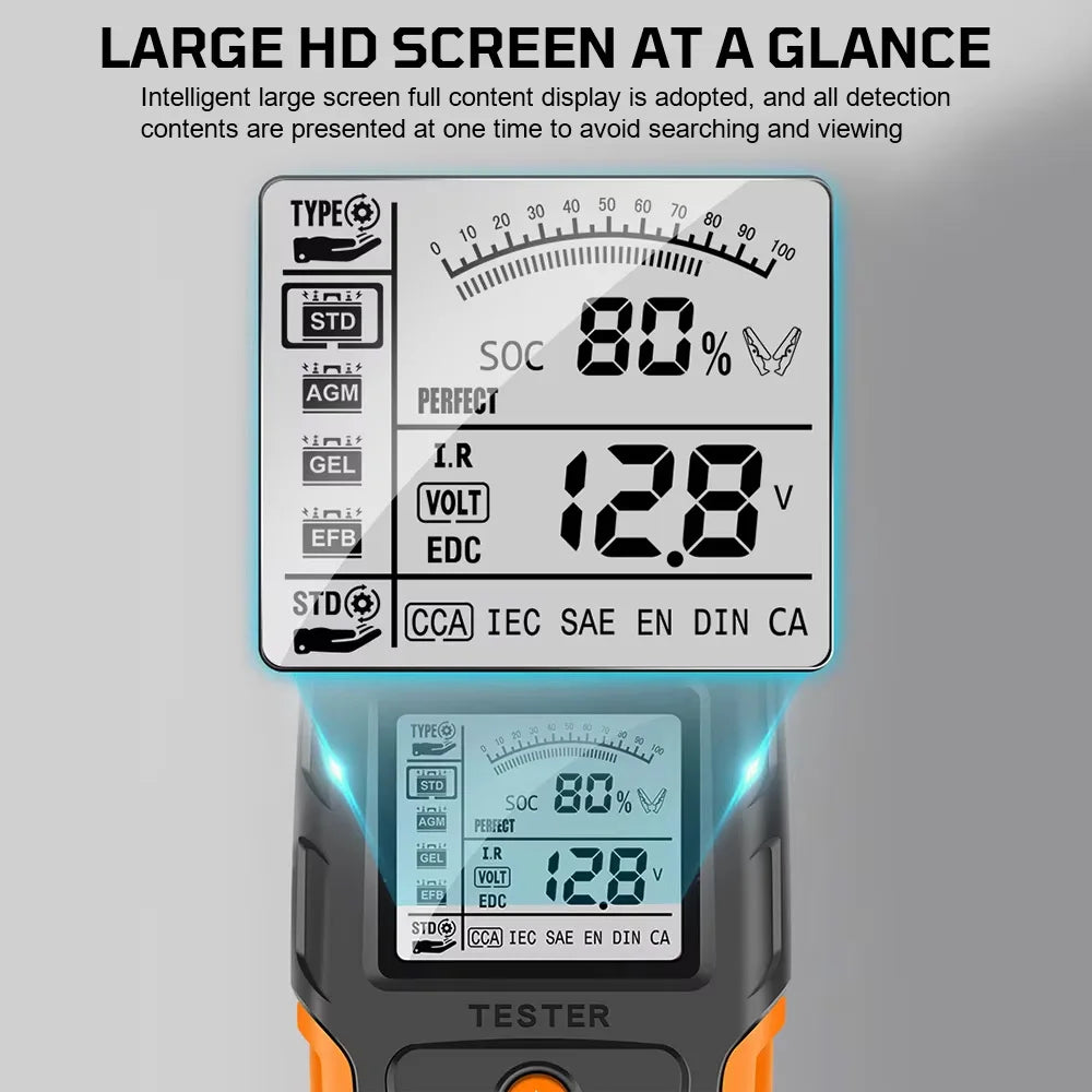 12V 24V Car Battery Tester | Digital Auto Diagnostic Tool for Cranking & Charging | Wet/GEL/Lead-acid Compatible