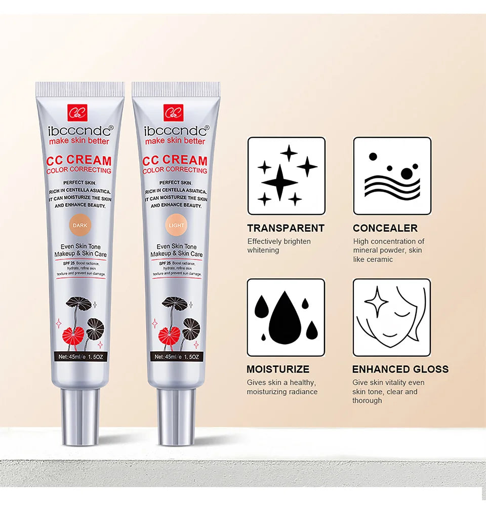 Centella Asiatica CC Cream | Color Correcting Makeup Primer | Waterproof, Anti-sweat Concealer & Lasting Foundation