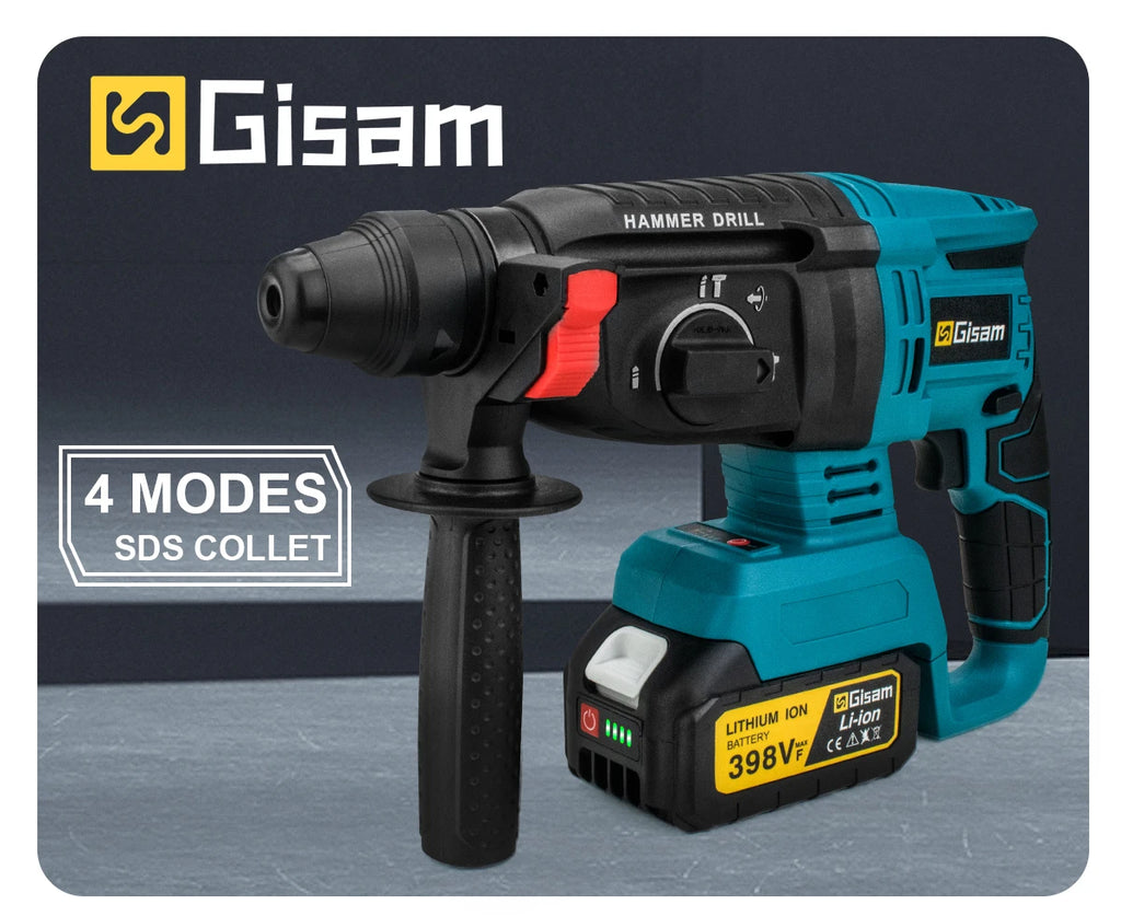 Gisam Brushless Power Tools Set | Electric Impact Wrench, Drill, Angle Grinder & Hammer | For Makita 18V Battery