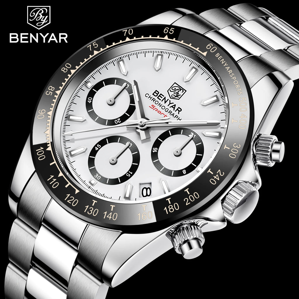 Relojes Hombre 2024 BENYAR New  Watches Men Luxury Brand Chronograph Male Sport Watches Waterproof Stainless Steel Quartz  Watch