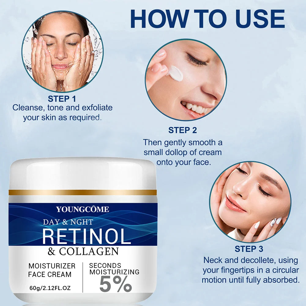 Collagen Retinol Hyaluronic Acid Facial Cream | Anti-Aging Firming & Lifting | Moisturizing Skin Care