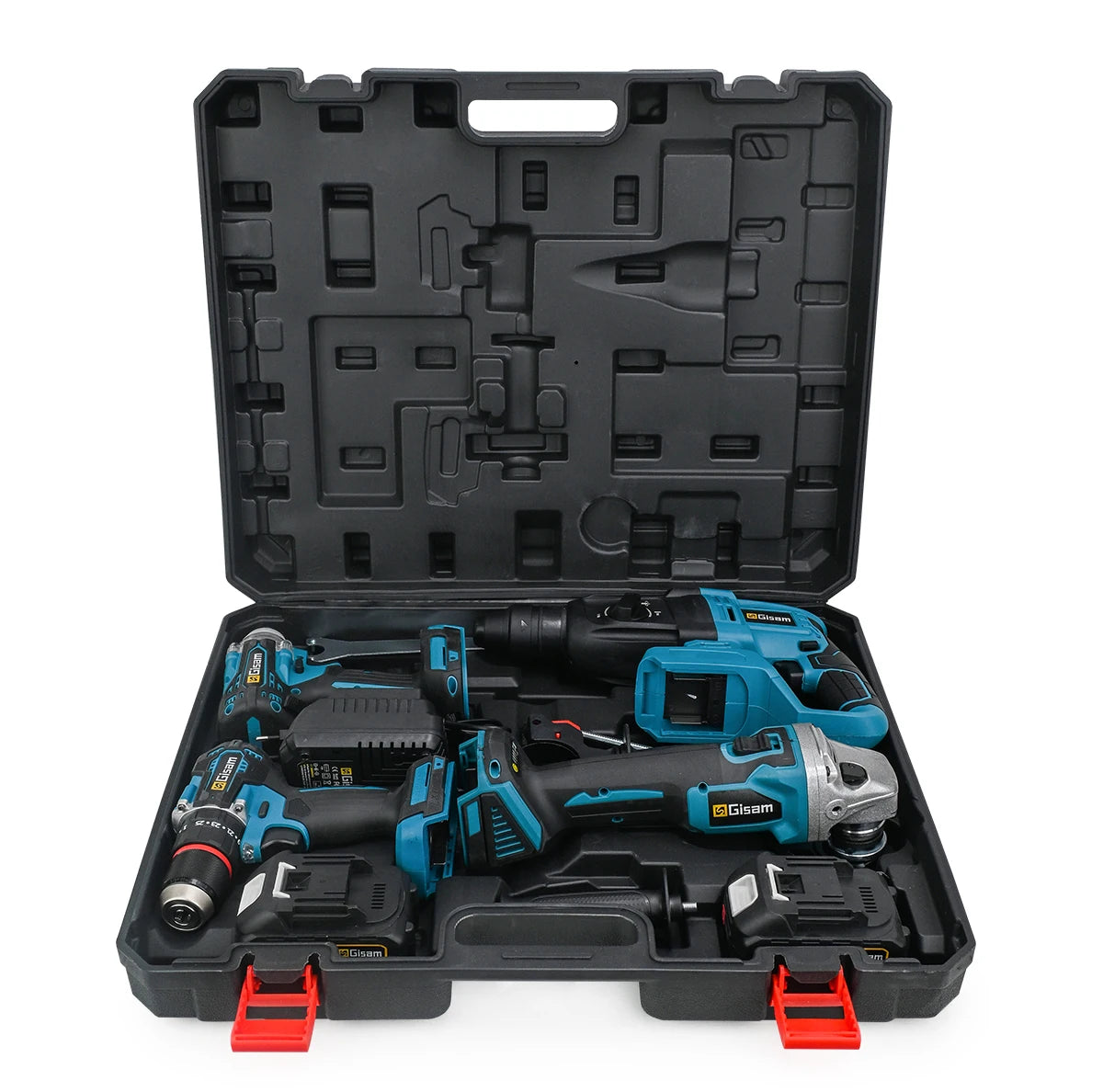 Gisam Brushless Power Tools Set | Electric Impact Wrench, Drill, Angle Grinder & Hammer | For Makita 18V Battery