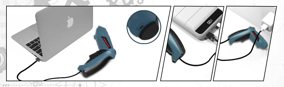 Hanmatek Rechargeable Electric Screwdriver Set | Mini Cordless Drill Kit with LED Lighting