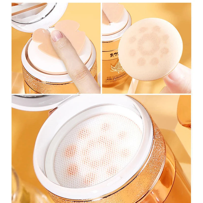 Air Cushion BB Cream Foundation | Moisturizing Concealer & Whitening Oil-Control | Waterproof Butterfly Puff
