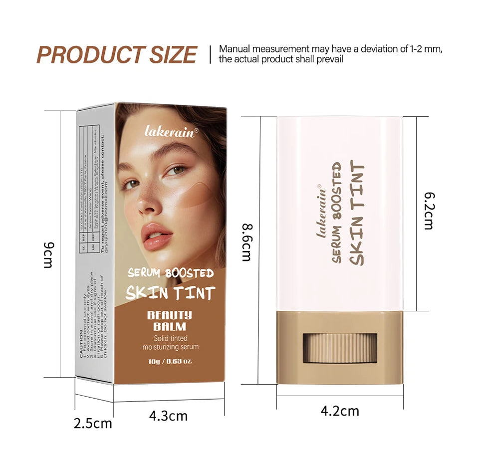 New Balm Serum Boosted Skin Tint Stick Foundation | Silky Texture Moisturizing Coverage | Plumper Even Skin Tone Travel Makeup