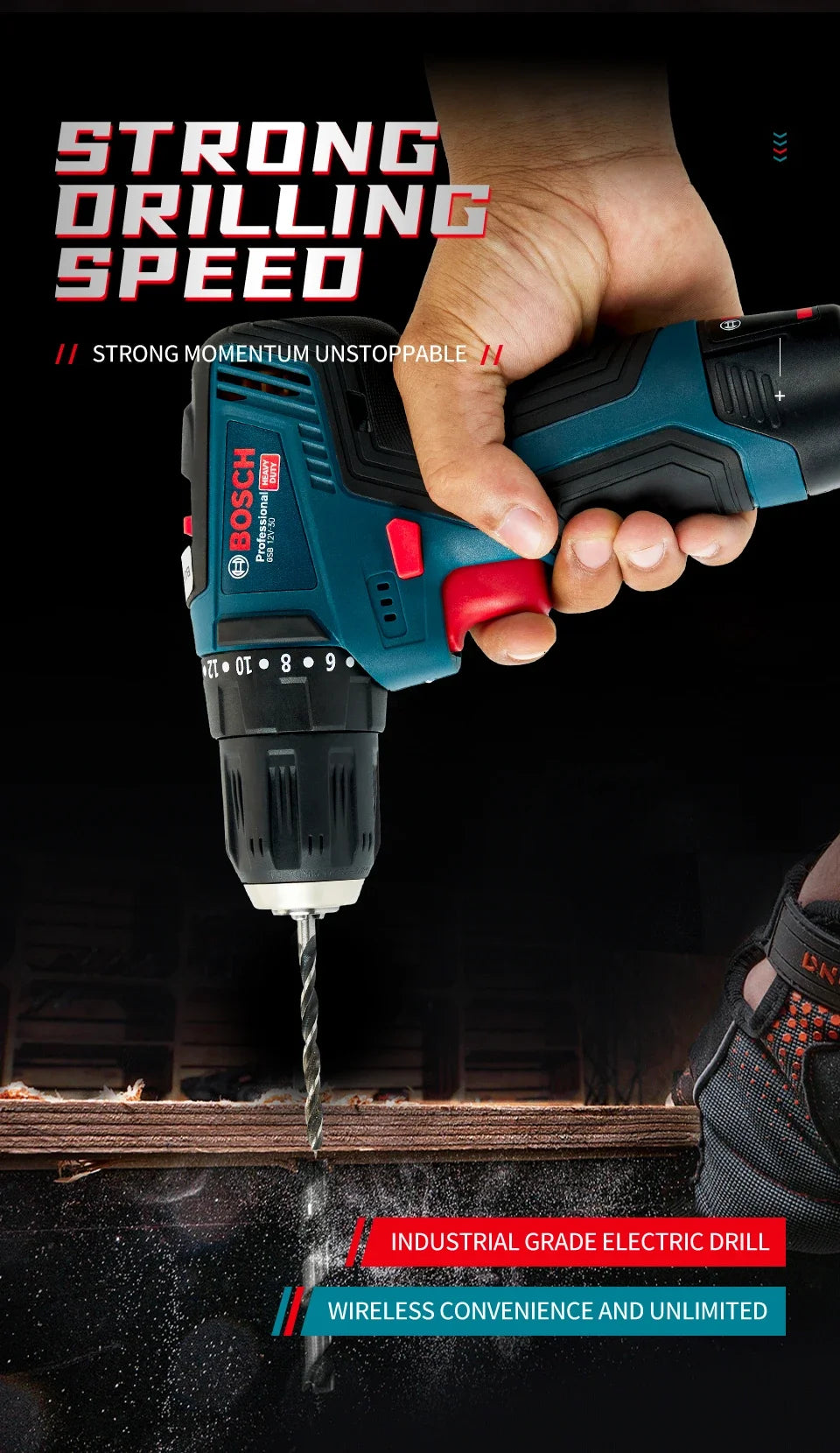 Bosch GSB 12V-30 Electric Drill | Professional Heavy Duty Cordless Driver | Multifunctional Household Screwdriver