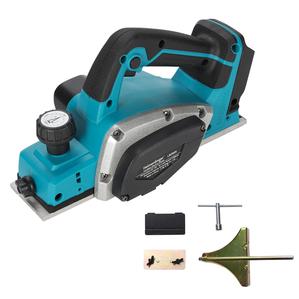 Heimerdinger 18V Brushless Cordless Electric Planer | Rechargeable Handheld Woodworking Tool | Battery Not Included