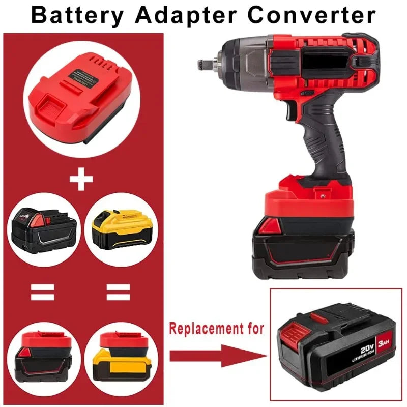 Battery Adapter DM20BAU for DeWalt & Milwaukee 18V Batteries | Compatible with Bauer 20V Power Tools