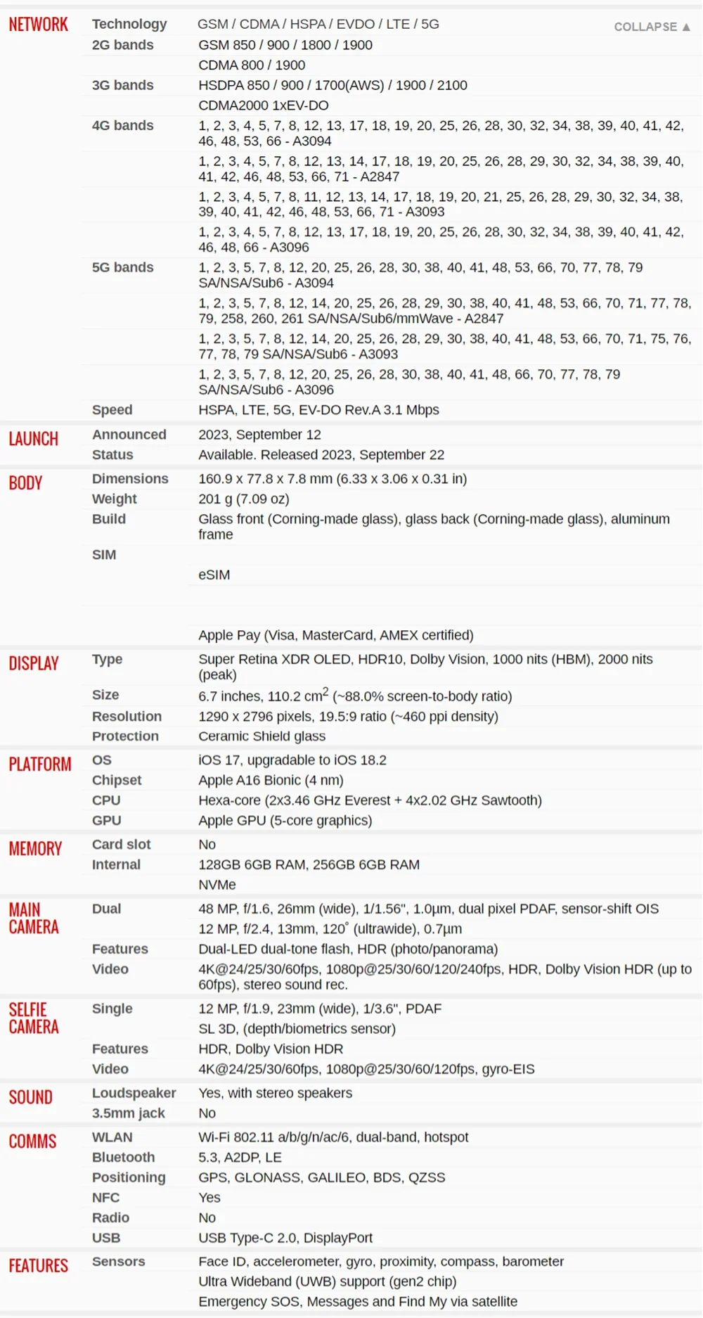 iPhone 15 Plus 128GB-256GB Unlocked - Large 6.7" Display 5G