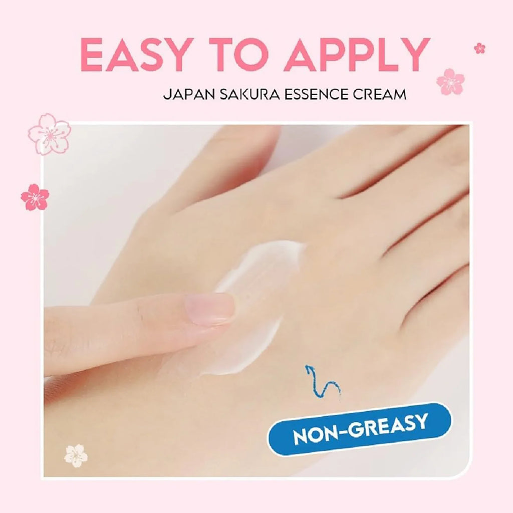 Japan Sakura Essence Cream | Sakura Tone Up Cream with Hyaluronic Acid | Anti-Aging & Brightening Moisturizer
