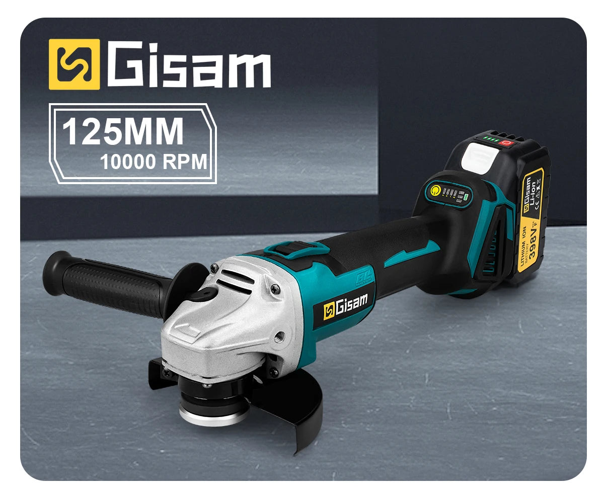 Gisam Brushless Power Tools Set | Electric Impact Wrench, Drill, Angle Grinder & Hammer | For Makita 18V Battery