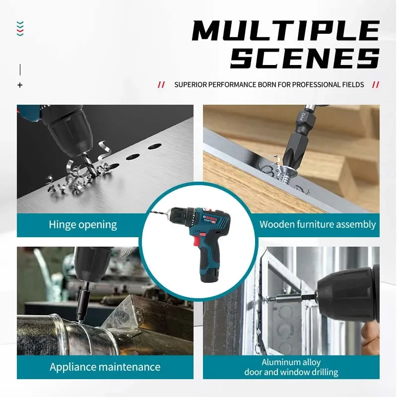 Bosch GSB 12V-30 Electric Drill | Professional Heavy Duty Cordless Driver | Multifunctional Household Screwdriver