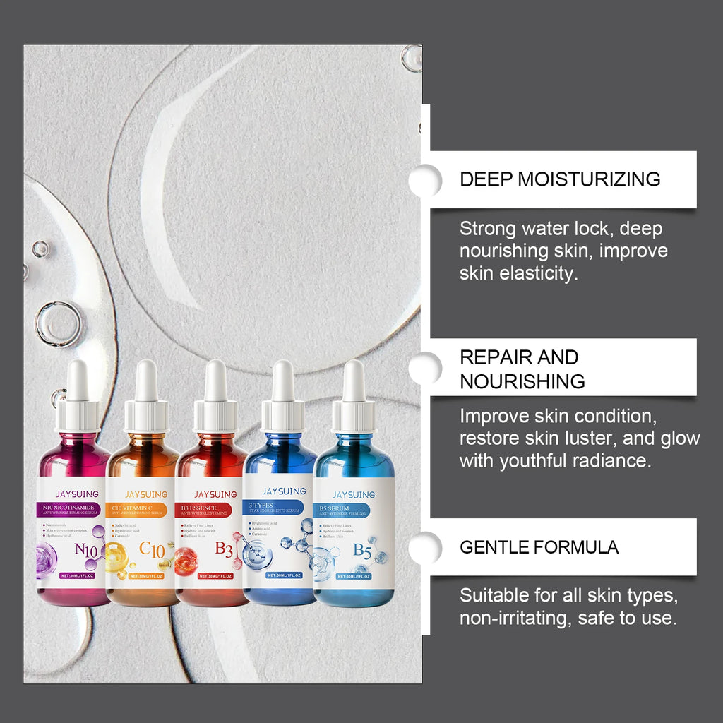 Facial Skin Care Serum Gift Set | Moisturizing Nourish & Fade Fine Lines | Anti-Wrinkle Brighten Face Essence Kit