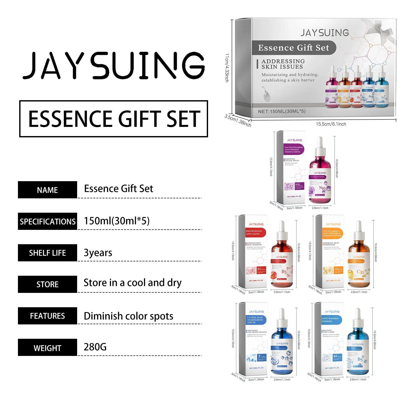 Facial Skin Care Serum Gift Set | Moisturizing Nourish & Fade Fine Lines | Anti-Wrinkle Brighten Face Essence Kit