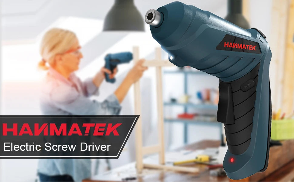 Hanmatek Rechargeable Electric Screwdriver Set | Mini Cordless Drill Kit with LED Lighting