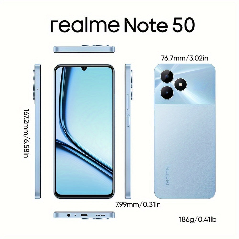 Realme Note 50 Unlocked Cellphone 3GB+64GB Global Version, 4G LTE, Andriod 13 Smartphone, 6.74''HD 90Hz Display, 5000mAh Battery Celulares, 13M Camera Mobile Phone, Sky Blue