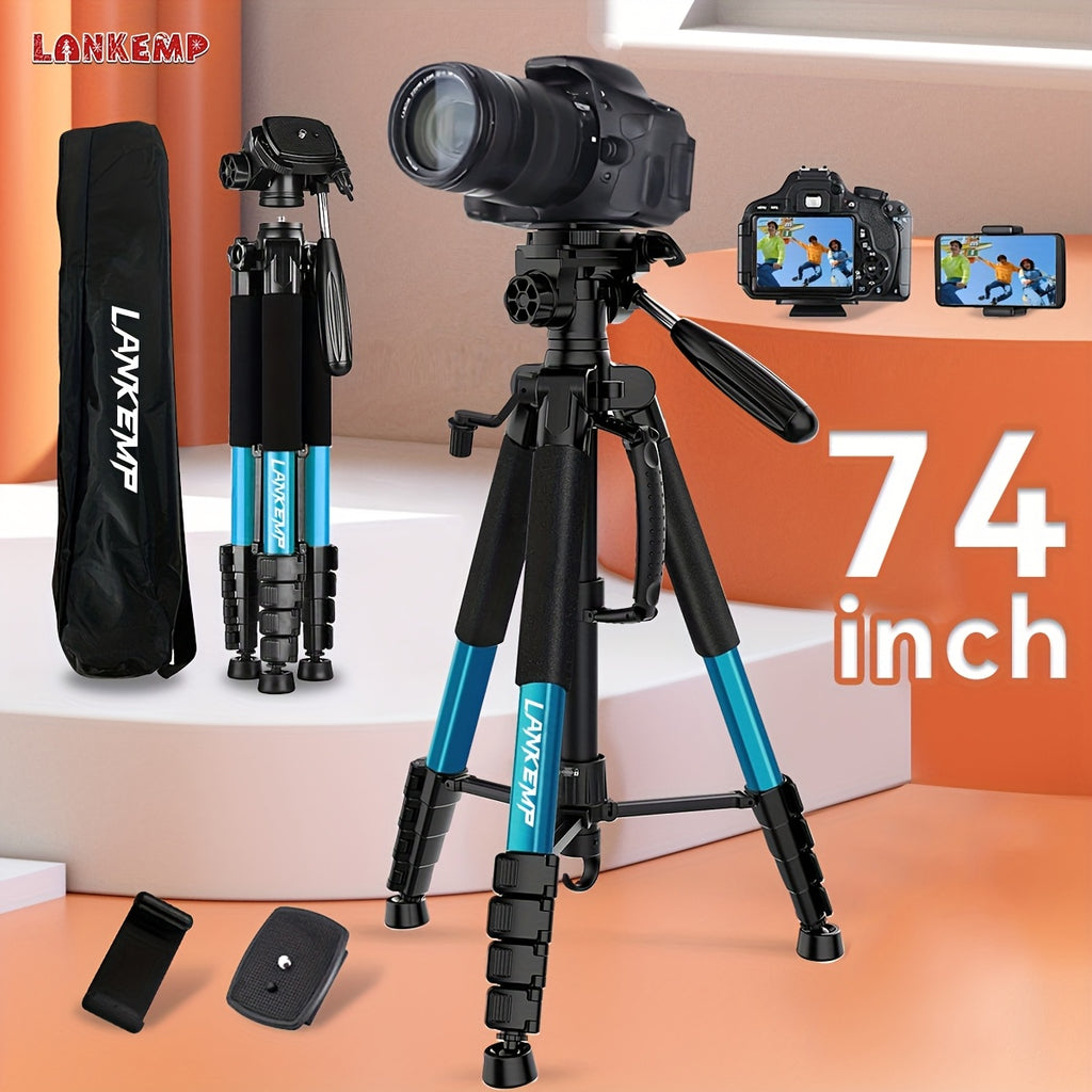 [LANKEMP Heavy-duty Tripod] LANKEMP 74-inch Heavy-duty Aluminum Tripod with Dual Quick Release Plate, Phone Clip, Carrying Bag for DSLR Cameras, Cell Phones, Projectors, Scopes, Webcams