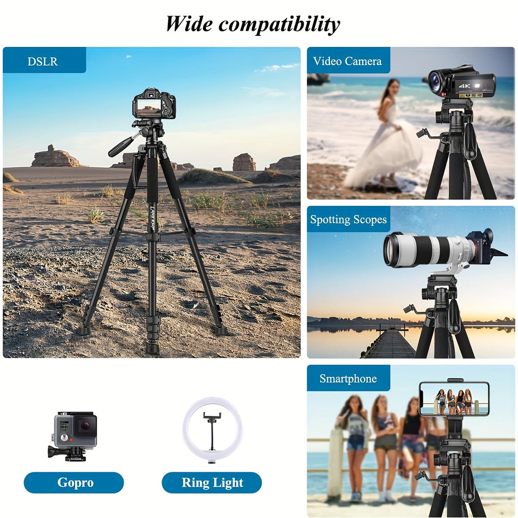 [LANKEMP Heavy-duty Tripod] LANKEMP 74-inch Heavy-duty Aluminum Tripod with Dual Quick Release Plate, Phone Clip, Carrying Bag for DSLR Cameras, Cell Phones, Projectors, Scopes, Webcams